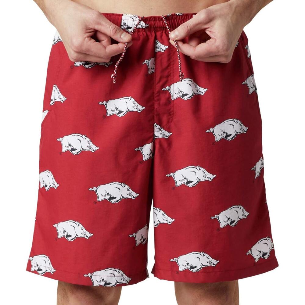 NWT Columbia Collegiate PFG Arkansas Razorbacks Backcast II Printed Shorts Sz S